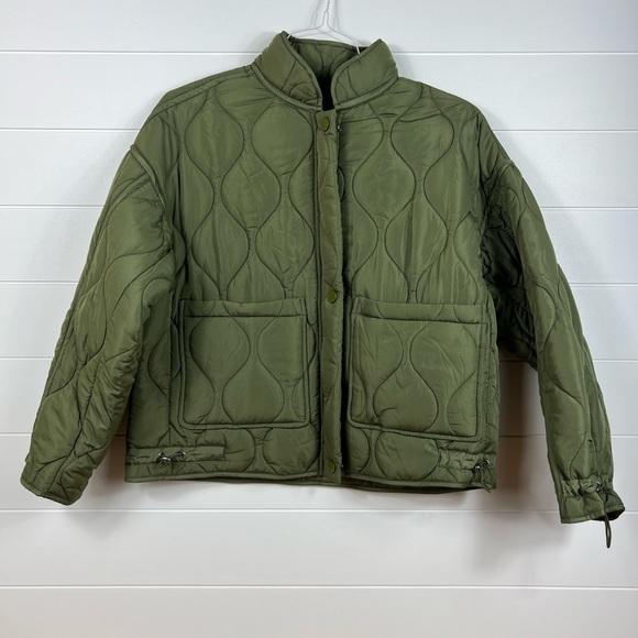Lucky brand quilted puffer jacket size small army green - Picture 1 of 6